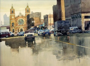 Watercolor Cityscape by William Vrscak