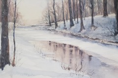 Martha Rogala,  Winter Light at Spicer Creek, 18 x 24, $350
