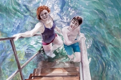 Danielle Cadorette-Acehan, Swimming with Hala, 40 x 26, $2,000