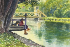 Michael Killelea, Erie Canal Fishing, 15 x 17, $400