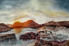 Aline Herion, Sunset and Stone, 22x14, $1,800