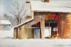 Tony Couch- Snow Scene With Barn 37 x 29  Price $1200