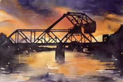 Beverly DiPalma, Train Bridge Sunset, 22" x 15" image