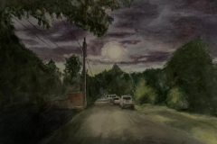 Kathleen Blackwood, Bad Moon Rising on Ouaquaga Mountain Road, 19" x 16" image
