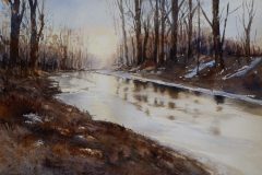 "Ice Melt at Spicer Creek" by Martha Rogala, $200