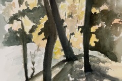 Linda Scarafia-Davis' "Trees at Scoby Dam", 17" x 17", $550